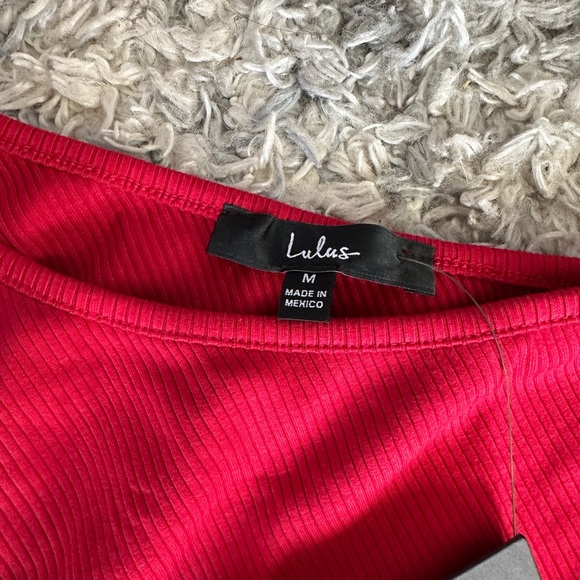 Lulu’s red, ribbed, cut out, midi dress with slit - Picture 3 of 7